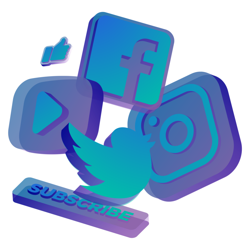 social media icons illustration on transparent png